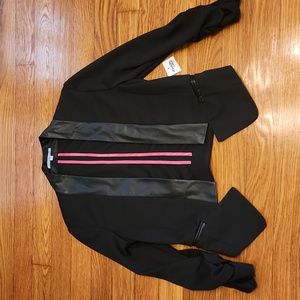 Blazer with pleather lapel